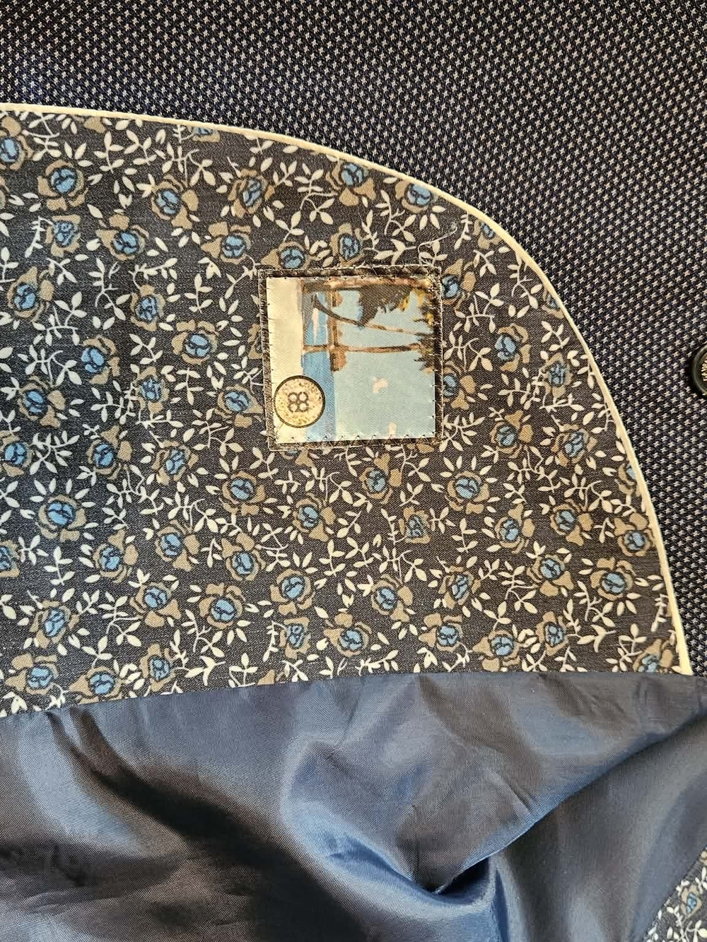 Men's Blue Textured Two-Button Blazer - Picture 13 of 15